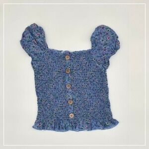 Girl's Floral Print Smocked Top Size 12